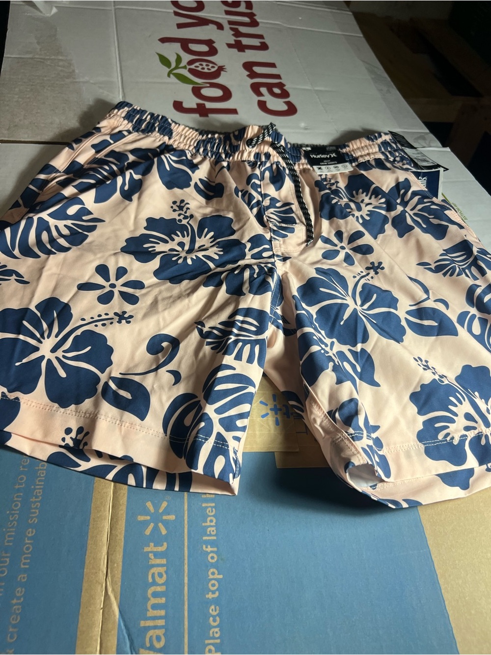 Hurley Men’s Peach and Navy Floral Hybrid Shorts